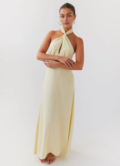 OKBBN beautiful linen backless collar with keyhole cut, backless shoulder Prom Dresses