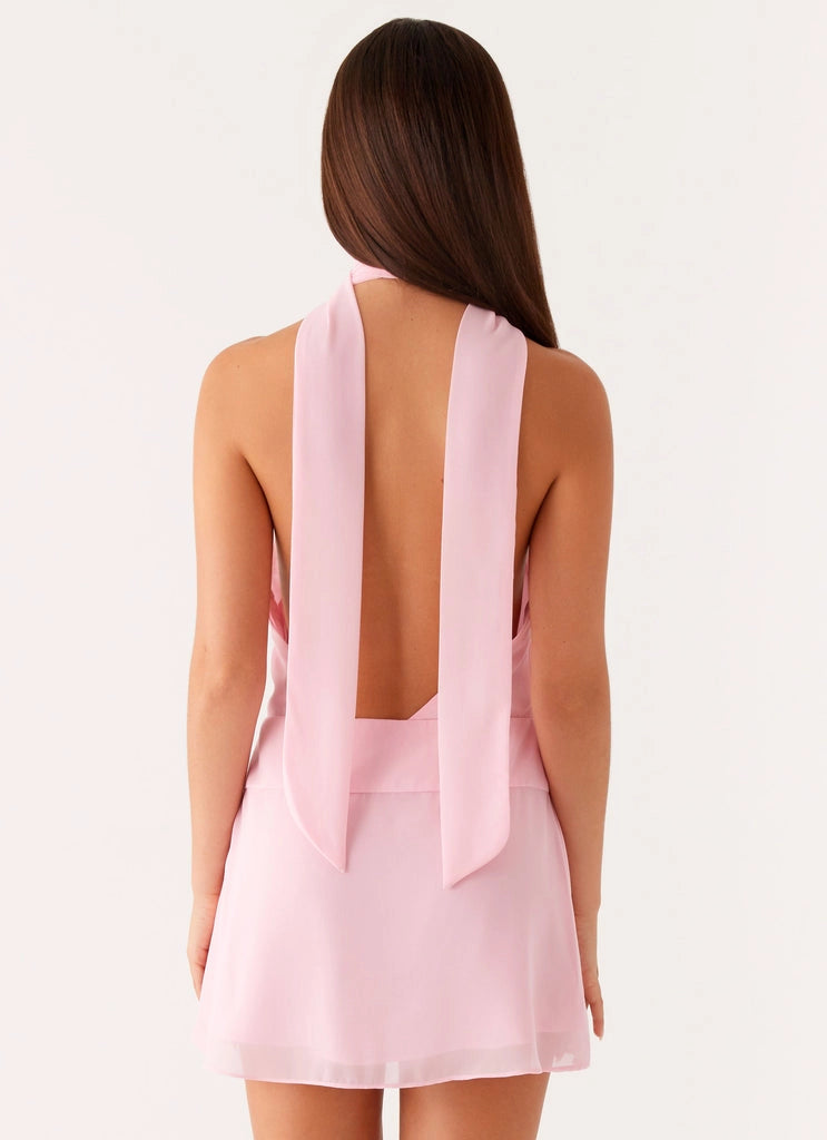 OKBBN bold and elegant short backless scarf mini Prom Dresses