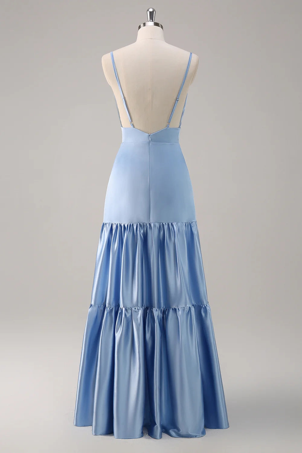 OKBBN charming A-line V-neck thin shoulder strap with ruffled satin Bridesmaid Dresses