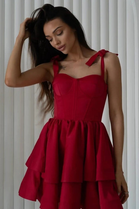 OKBBN charming A-line sweetheart neck strap layered lace Homecoming Dresses