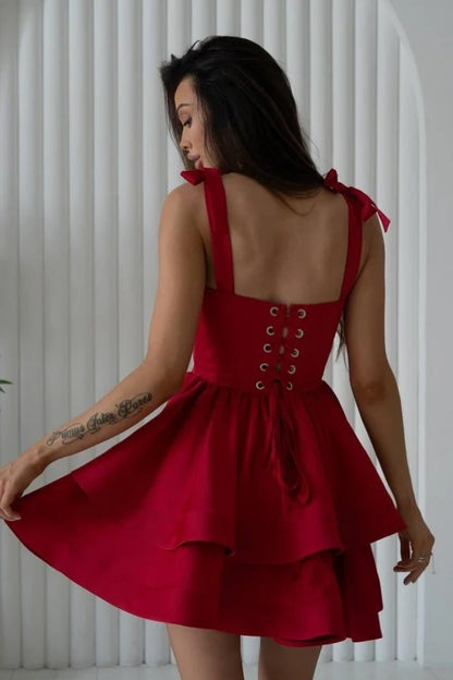 OKBBN charming A-line sweetheart neck strap layered lace Homecoming Dresses