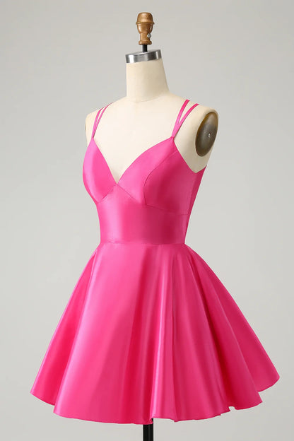 OKBBN charming A-line thin shoulder strap backless short Homecoming Dresses