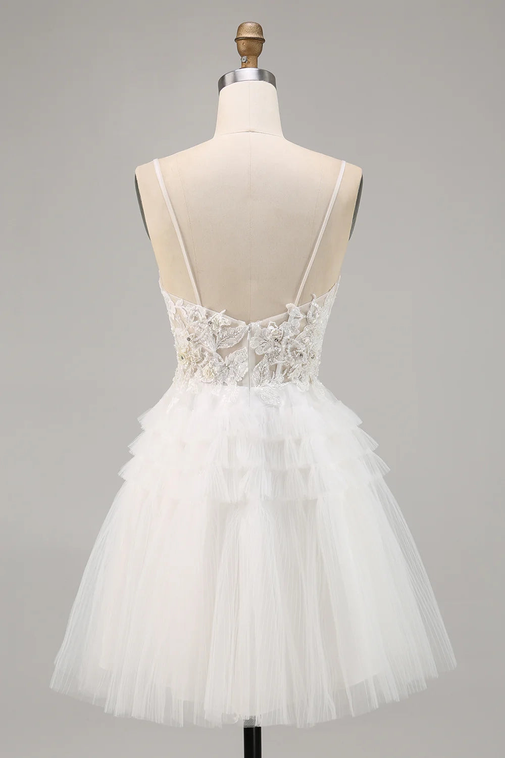 OKBBN charming A-line thin shoulder strap sheer sequin short Homecoming Dresses
