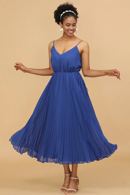 OKBBN charming A-line thin shoulder strap tea break long chiffon Bridesmaid Dresses