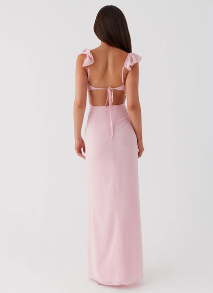 OKBBN charming V-neck ruffled shoulder straps with ruffled edges and charming contours Prom Dresses