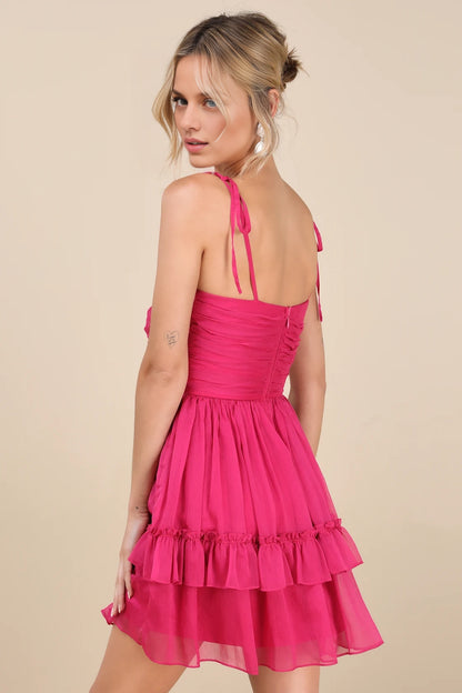 OKBBN charming chiffon ruffle edge lace mini Homecoming Dresses