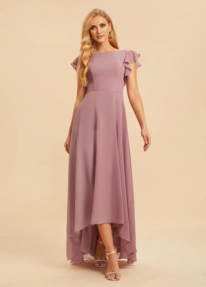 OKBBN charming flowing long bubble sleeves backless Prom Dresses