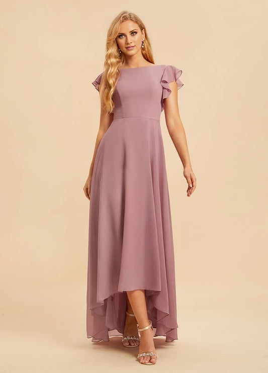 OKBBN charming flowing long bubble sleeves backless Prom Dresses