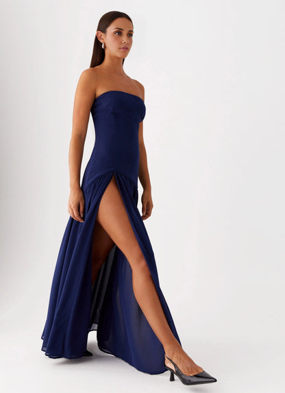 OKBBN charming front slit chic lining tight fitting body slimming off shoulder Prom Dresses