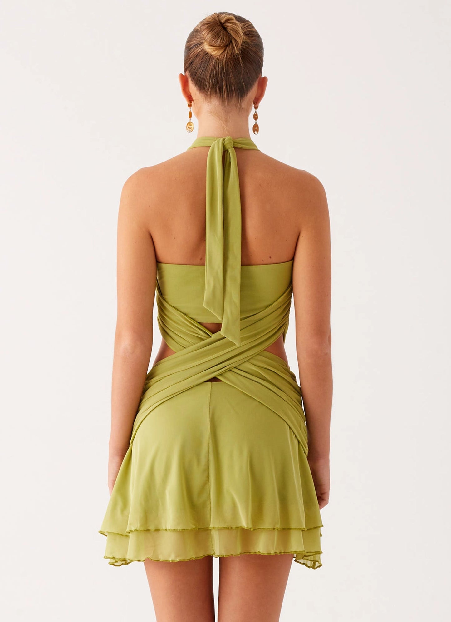 OKBBN charming mini slim fit neck tie with chest slit and small side slit Homecoming Dresses