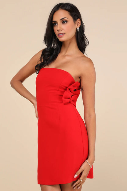 OKBBN charming plain knit off shoulder bow mini Homecoming Dresses