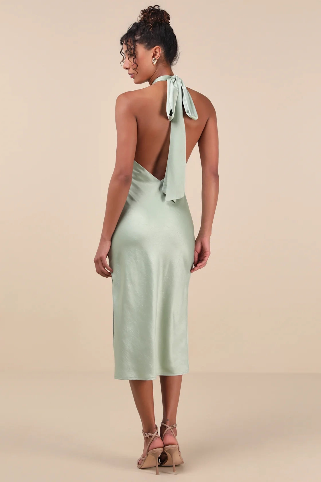 OKBBN charming satin backless hanging neck mid length Homecoming Dresses