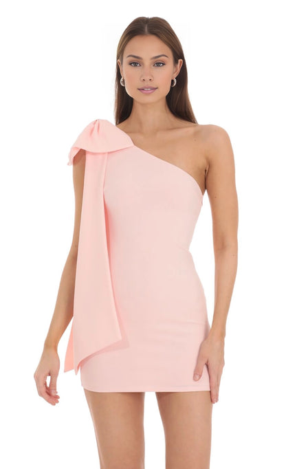 OKBBN charming short slim fit one shoulder bow Homecoming Dresses