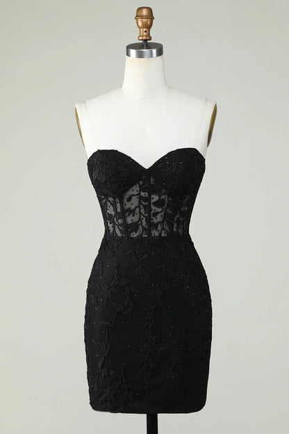 OKBBN charming tight applique sweetheart tight corset short Homecoming Dresses