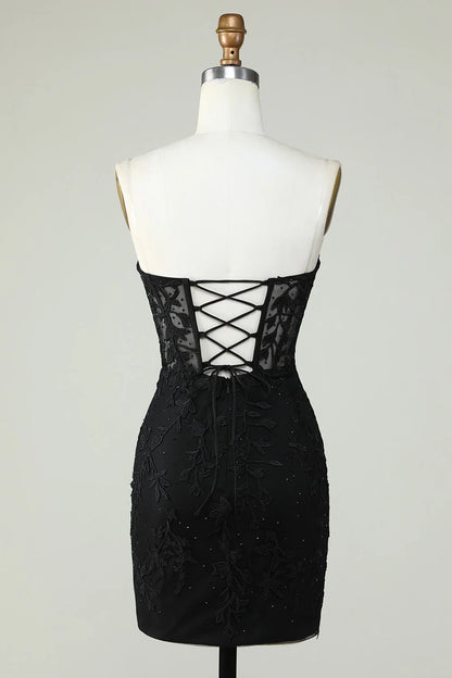 OKBBN charming tight applique sweetheart tight corset short Homecoming Dresses