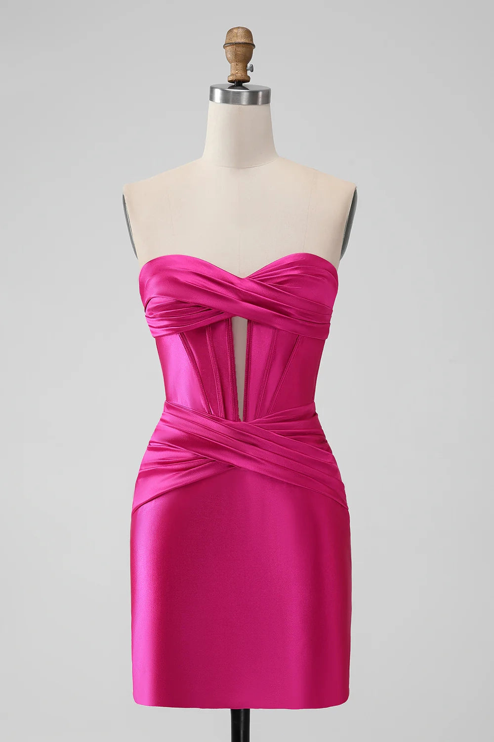 OKBBN charming waist hugging sweetheart pleated tight corset short Homecoming Dresses