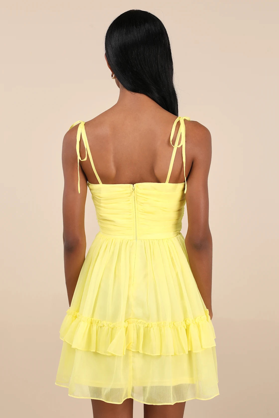 OKBBN chiffon pleated chicken heart collar with adjustable shoulder straps and ruffled edges Homecoming Dresses