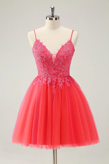 OKBBN cute A-line thin shoulder strap sequin sticker short Homecoming Dresses