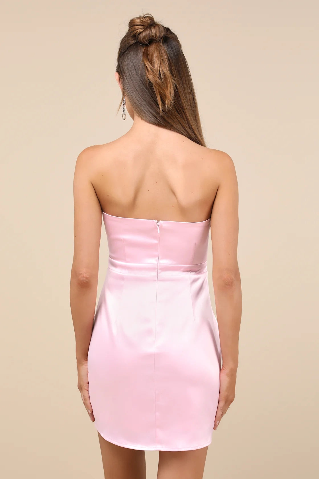 OKBBN elastic woven satin tight corset straight collar waist tight A-line Homecoming Dresses