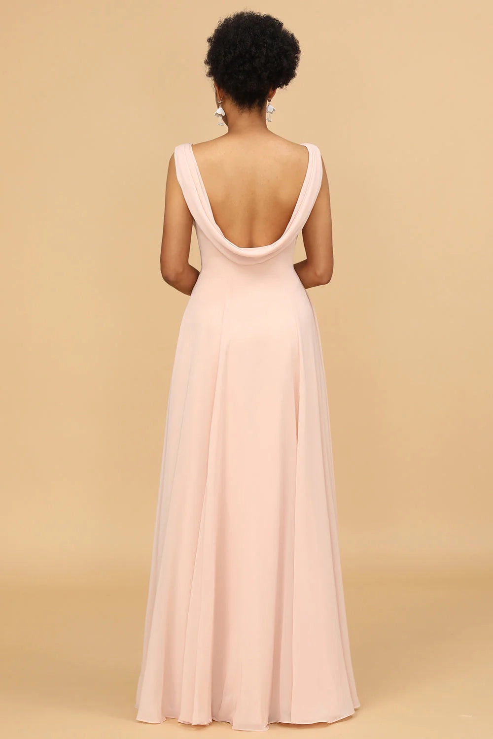 OKBBN elegant A-line V-neck chiffon long Bridesmaid Dresses