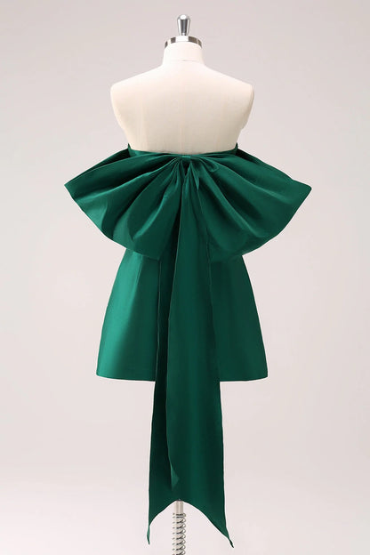 OKBBN elegant A-line off shoulder short bow Homecoming Dresses
