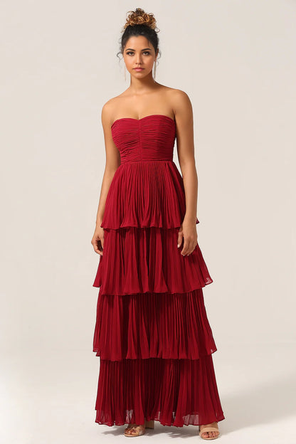 OKBBN elegant A-line sweetheart layering and ground chiffon Bridesmaid Dresses