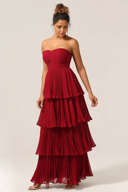 OKBBN elegant A-line sweetheart layering and ground chiffon Bridesmaid Dresses