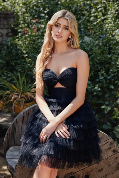 OKBBN elegant A-line sweetheart tight corset with layered chiffon Homecoming Dresses