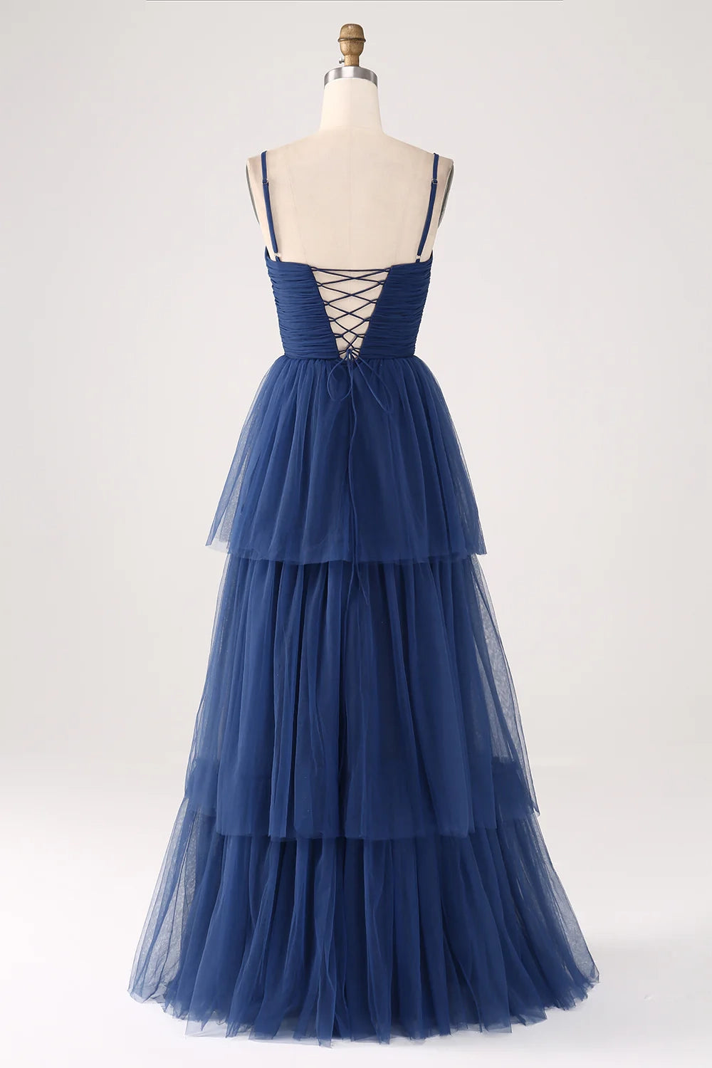 OKBBN elegant A-line thin shoulder straps with sheer folds and floor slits Bridesmaid Dresses