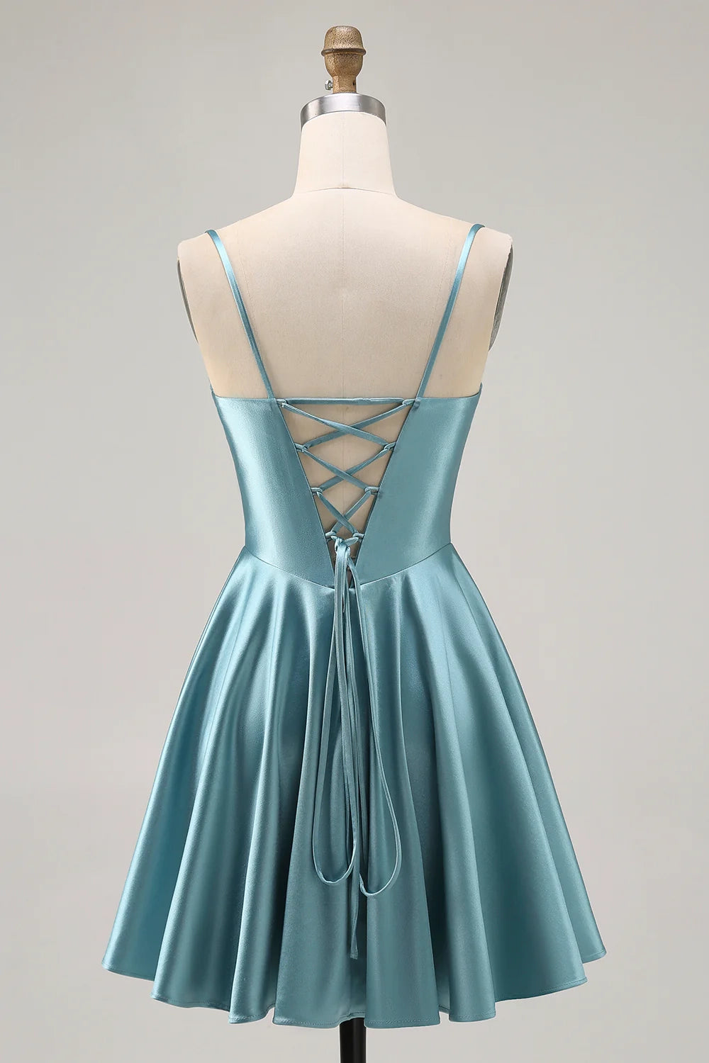 OKBBN elegant A-line waistband satin short classic silhouette Homecoming Dresses