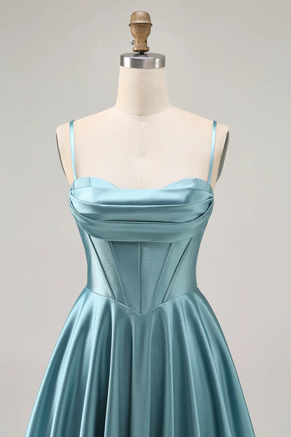 OKBBN elegant A-line waistband satin short classic silhouette Homecoming Dresses