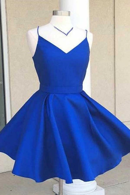 OKBBN elegant V-neck backless satin retro silhouette Homecoming Dresses