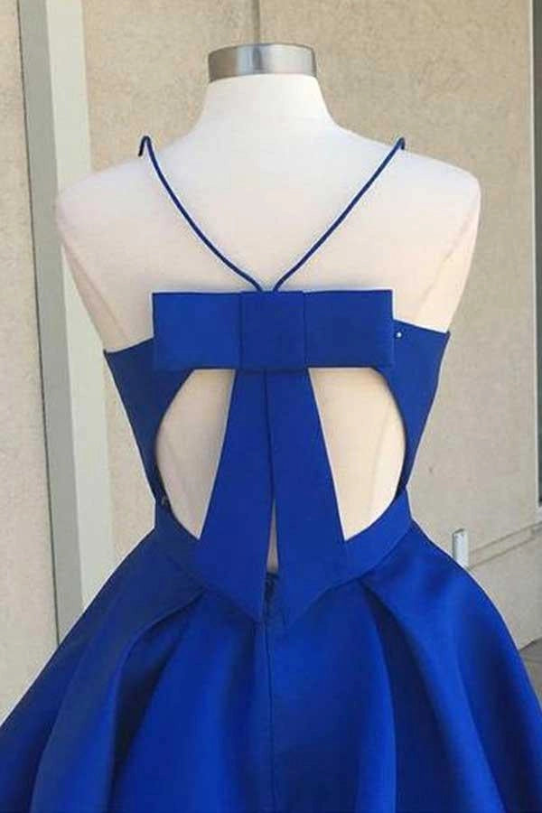 OKBBN elegant V-neck backless satin retro silhouette Homecoming Dresses