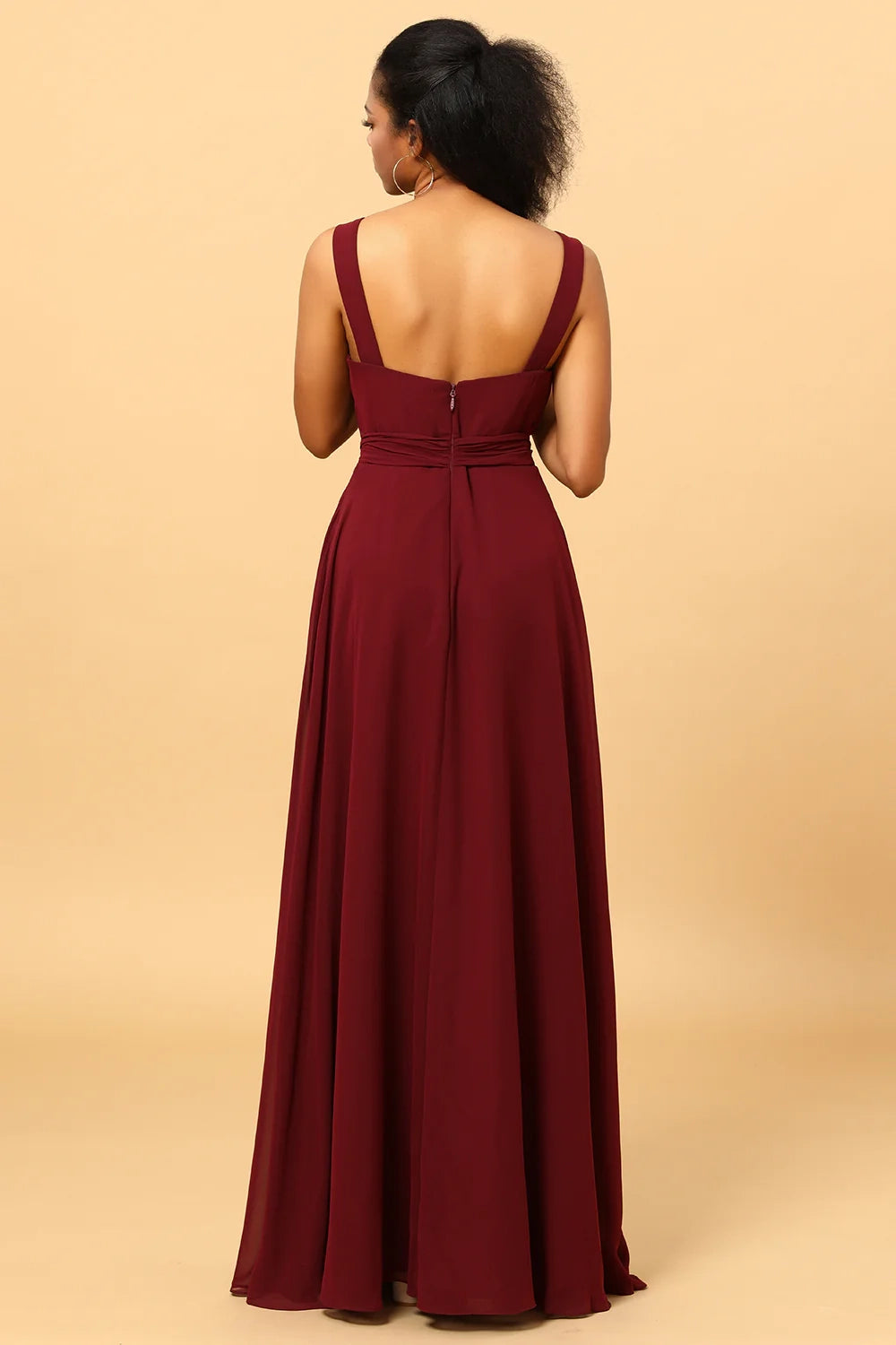 OKBBN elegant V-neck sleeveless and chiffon Bridesmaid Dresses