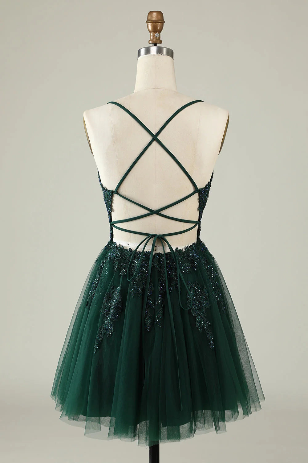 OKBBN elegant and charming A-line thin shoulder strap decal short Homecoming Dresses