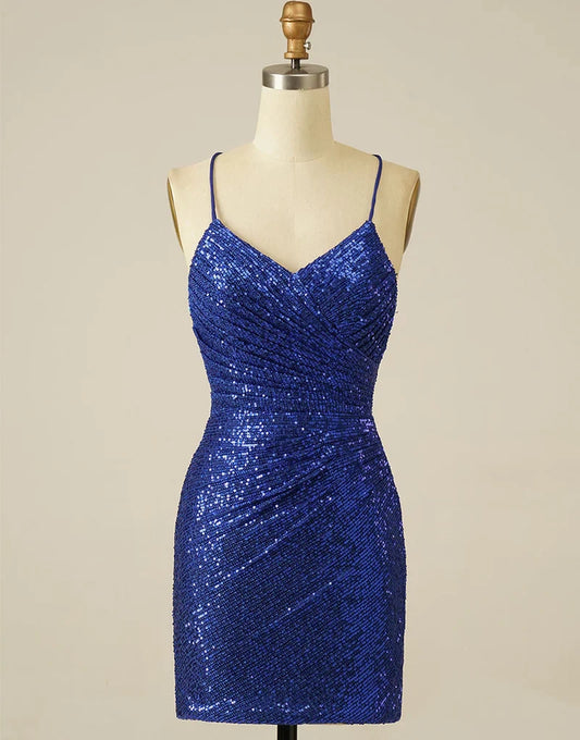 OKBBN elegant and charming thin shoulder straps with tight sequins Homecoming Dresses