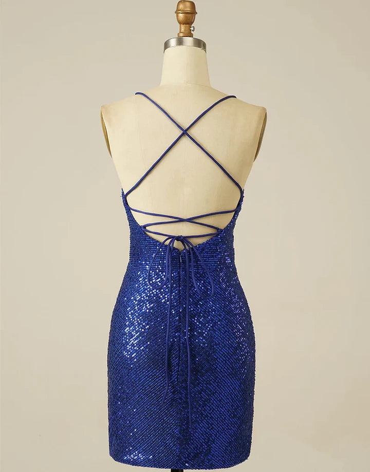 OKBBN elegant and charming thin shoulder straps with tight sequins Homecoming Dresses