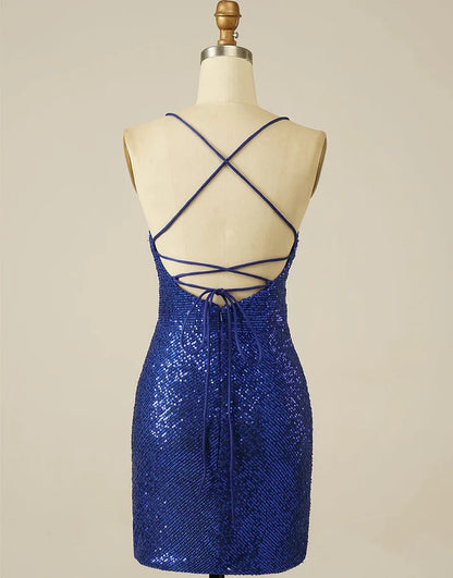 OKBBN elegant and charming thin shoulder straps with tight sequins Homecoming Dresses