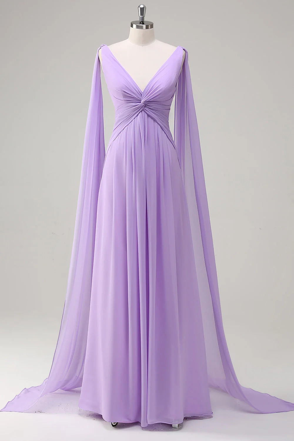 OKBBN elegant and flowing A-line V-neck chiffon long Bridesmaid Dresses