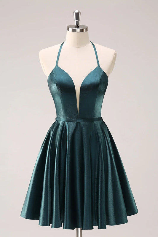 OKBBN elegant and minimalist A-line back strap backless short Homecoming Dresses