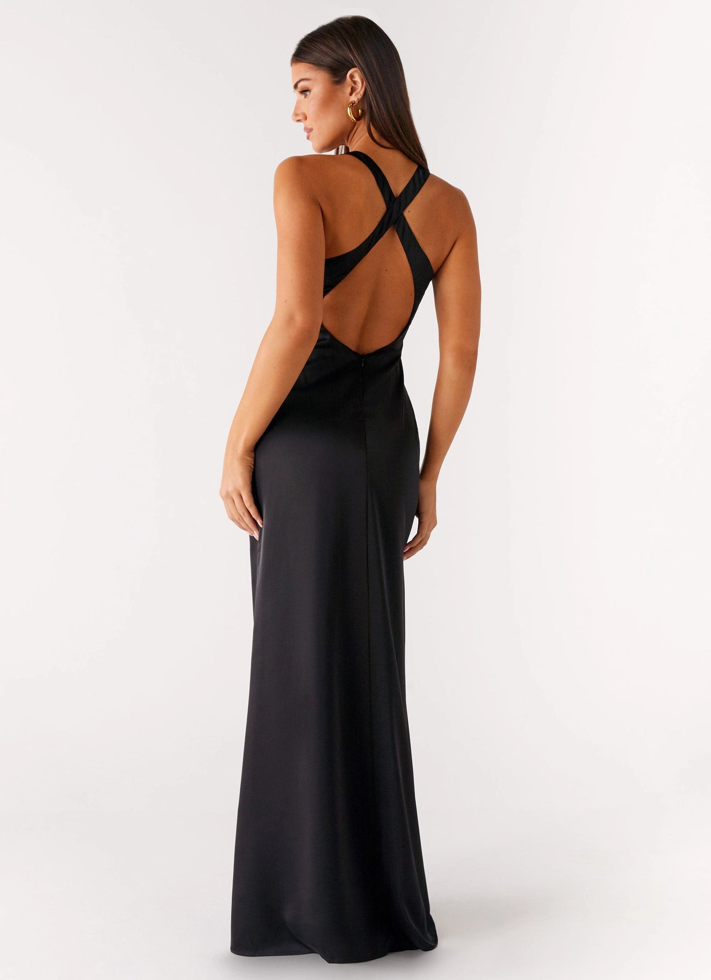 OKBBN elegant and simple low V-neck, pleated lower chest, thick hanging neck shoulder strap, Homecoming Dresses