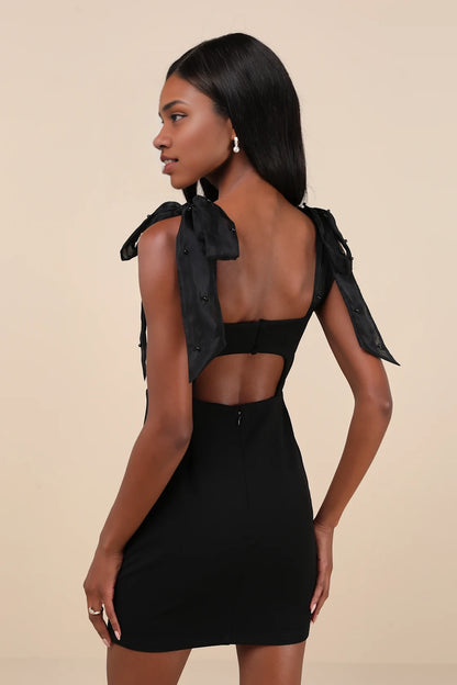 OKBBN elegant beaded organza lace up mini Homecoming Dresses