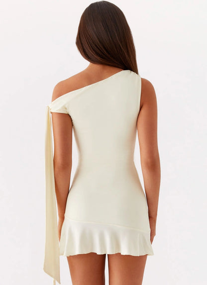 OKBBN elegant cuff tie elastic cut ruffle hem for a relaxed and casual style Homecoming Dresses