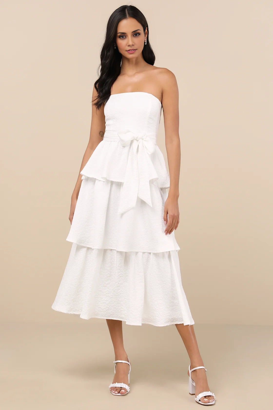 OKBBN elegant jacquard off shoulder layered medium length Homecoming Dresses