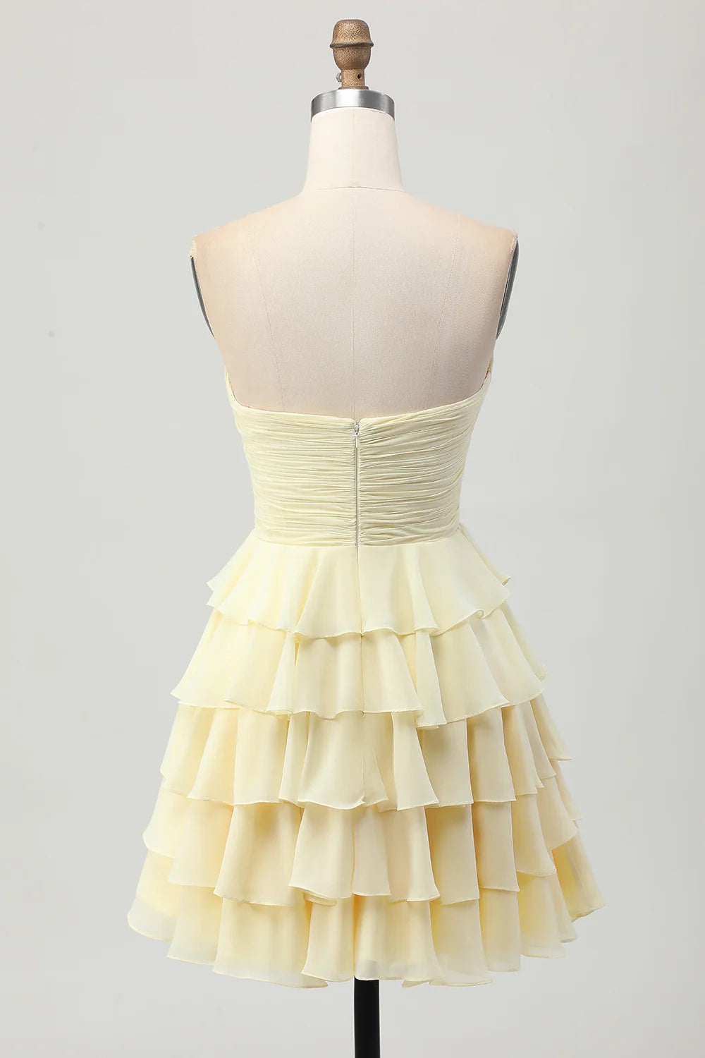 OKBBN elegant layered off shoulder pleated A-line short Homecoming Dresses
