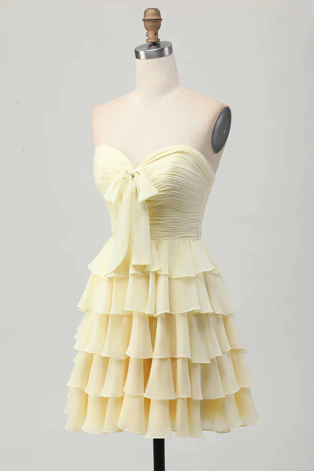 OKBBN elegant layered off shoulder pleated A-line short Homecoming Dresses