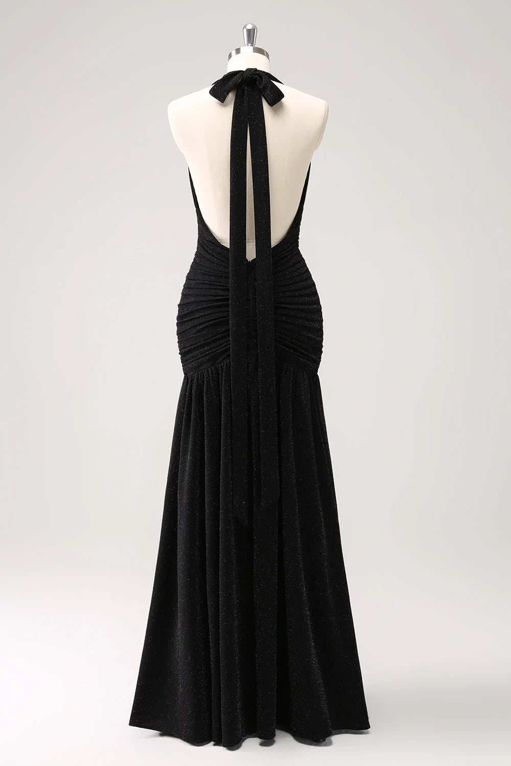 OKBBN elegant mermaid backless pleated long slit Bridesmaid Dresses