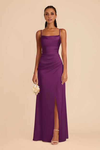OKBBN elegant mermaid scarf collar with thin shoulder straps matte satin Prom Dresses