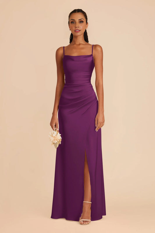 OKBBN elegant mermaid scarf collar with thin shoulder straps matte satin Prom Dresses