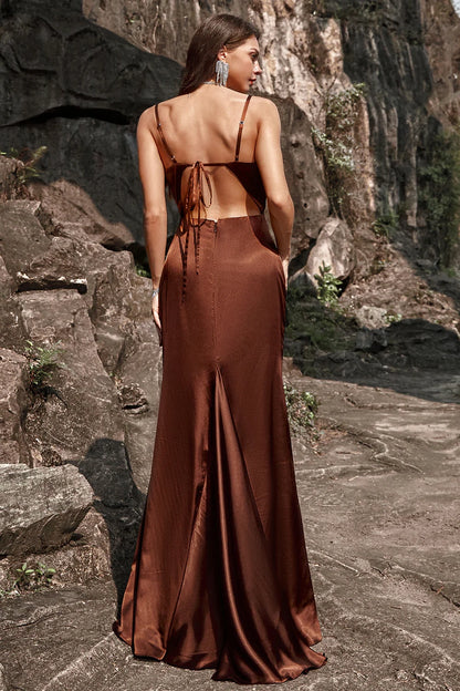 OKBBN elegant mermaid slim shoulder straps and floor satin sleeveless Bridesmaid Dresses